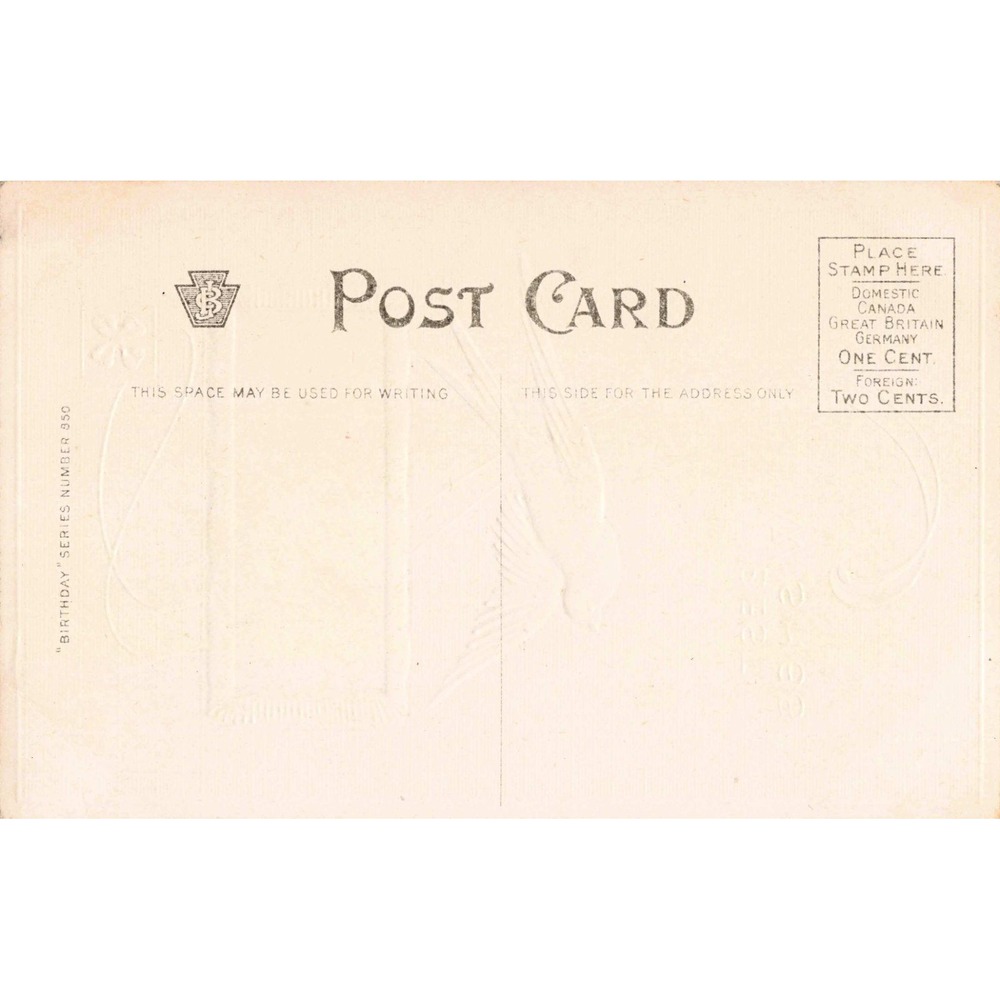 Antique Best Wishes Postcard Blue Swallow Bird Scenic Landscape Embossed 850 - Picture 2 of 2